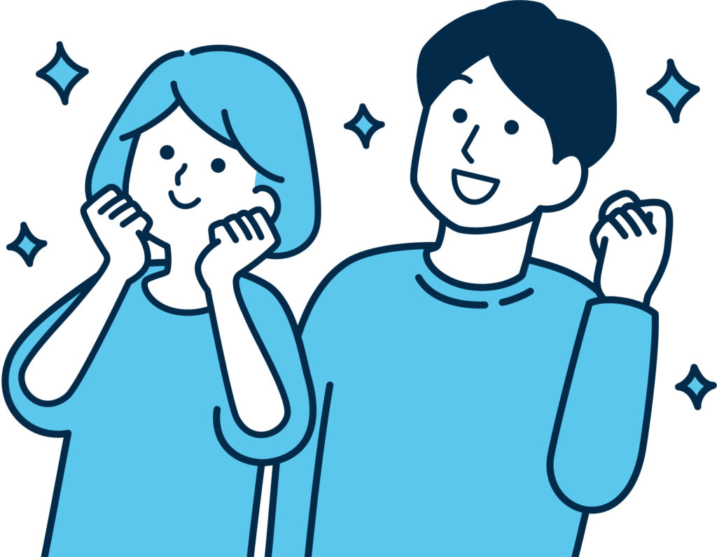 就労継続支援B型 喜ぶ利用者の男性と女性